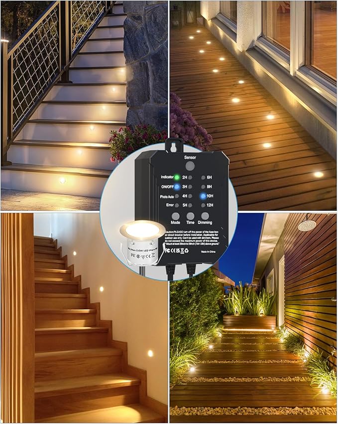HIBOITEC Low Voltage Deck Lights Kit with Transformer Dimmable Timer and Photocell Sensor Outdoor Recessed LED Deck | Lumora