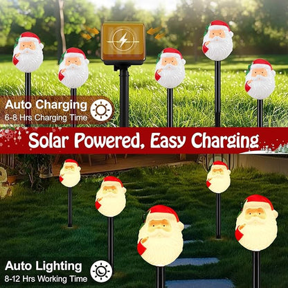 Lewondr Solar Christmas Pathway Lights, 5 PCS Solar Christmas Decorations Outdoor with 2 Lighting Modes, Santa Claus Lights with Garden Stake, Waterproof Garden Yard Lawn Patio Walkway Holiday Decor