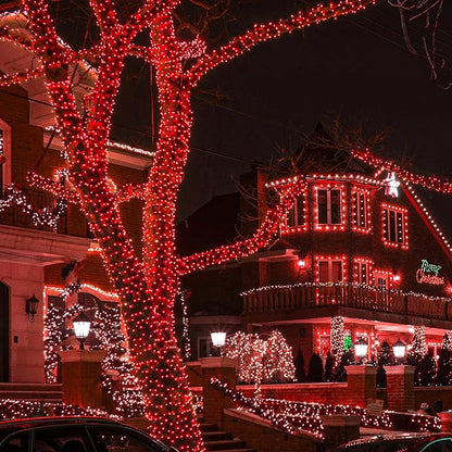 2 Pack Christmas Lights Outdoor, Total 200FT 600LED Christmas String Lights with 8 Modes Waterproof, Green Wire Twinkle Tree Lights for Indoor Room Patio Yard Xmas Party Decorations, Red
