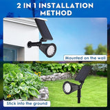 Solar Spot Lights Outdoor, 2-in-1 Wall Mount & Ground Stake 18 LEDs with 2 Lighting Modes, 7 Colors Changing, IP65 | Lumora