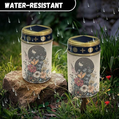 Butterfly Floral Cemetery Solar Lights Waterproof and Dustproof Outdoor Solar Lanterns Exquisite Solar Lights Garden for Garden Courtyard Patio Lawn Outdoor Decoration