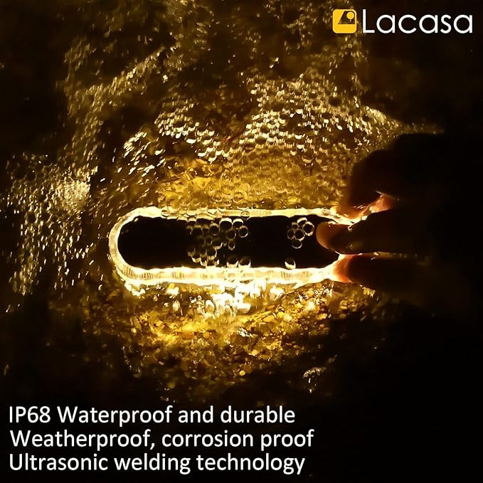 Lacasa 4pcs Solar Outdoor Floor Lamp Warm White 2700K 40LM LED Solar Light Outdoor Patio Decoration IP68 Waterproof Auto On/Off Lighting for Paths Garden Stairs Pathways Patio
