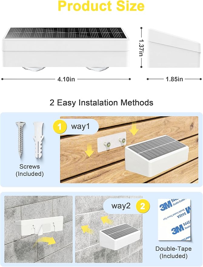 Solar Fence Lights Outdoor with Remote, 8 Pack, 9 Fixed Colors ＆ Color Changing Solar Lights Outdoor Waterproof IP65 Dusk-to-Dawn Vinyl Fence Lights for Patio, Railing, Pool, Porch, Backyard