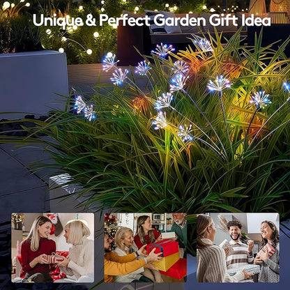Solar Garden Lights Outdoor Waterproof Decorative, 2 Pcs 160LED Solar Swaying Starburst Firework Lights for Yard Lawn Patio Pathway Walkway, 8 Lighting Modes, Christmas Wedding Party Gift (Colorful)