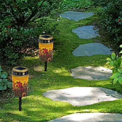 Cardinal Solar Lights Outdoor Waterproof Sunflower Garden Led Solar Lights Gravesite Decorations Cemetery Portable