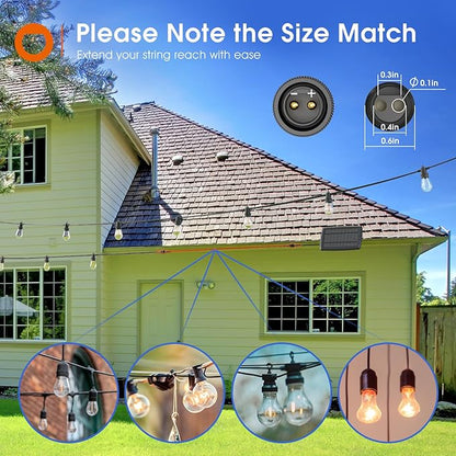 addlon 54FT Solar String Lights with 6FT Extension Cable