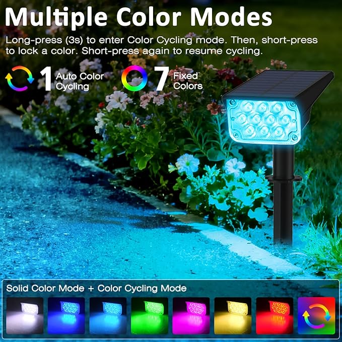 Halloween Solar Color Changing Lights Outdoor 7 Lighting Modes Waterproof IP65 Multicolor Landscape Spotlights | Lumora