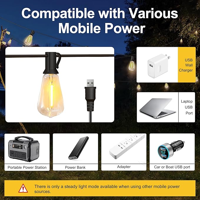 Stright Solar Powered String Light 180FT with Remote Control 8 Light Modes, Weatherproof Shatterproof ST38 LED Bulb, Total 45 Sockets, 1 to 3 Splitter cord String Lights (End to End 60FT, Total 180FT)