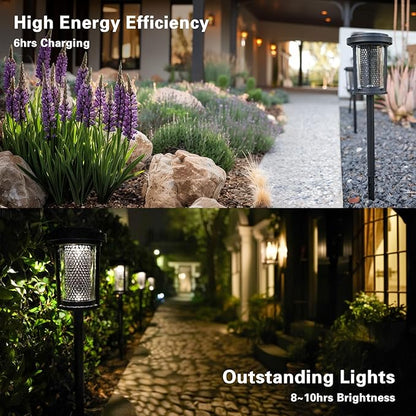 EcoGreen Solar Pathway Lights Outdoor 4-Pack Solar Powered Garden Lights Waterproof, 5000K Daylight, Aluminum, 2.44x13.4in, Auto Dusk to Dawn for Garden, Patio & Walkway (031D)