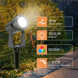 SUNTHIN Outdoor Landscape Lighting with Remote, RGBW Color Changing Spot Uplights, 12 Pack (2 * 6 Pack) | Lumora