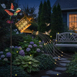 Solar Watering Can with Cascading Lights Outdoor Garden Decor,Solar Hummingbird Lights Shaped Hook Gardening Gifts | Lumora