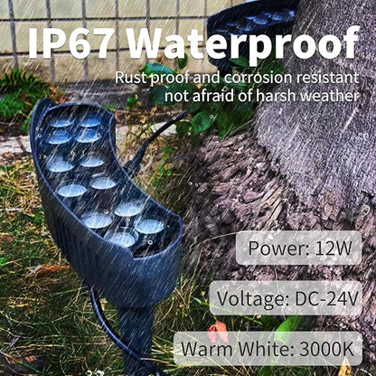 Tree Lights Outdoor, Low Voltage Landscape Lighting, DC 24V LED Landscape Spotlights Waterproof, 3000K Warm White Up Lights for Tree, Palm, Pathway, Yard, Garden, Chrismas Decor (2 Pack)