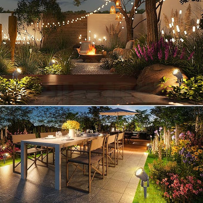 12W Low Voltage Landscape Lights LED Landscape Lighting with Connectors and Spike Stand, 12V 24V Outdoor Spotlights Yard Garden Pathway Lights, 1200LM Waterproof Warm White Light (16Pack)