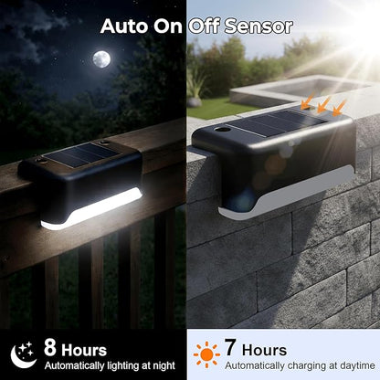 Solar Deck Lights Outdoor 16 Pack - IP65 Waterproof LED Fence Lights Solar Powered for Outside, Garden, Fence - Warm White Dusk to Dawn Solar Light for Backyard, Pathway, Wall, Railings, Step, Patio