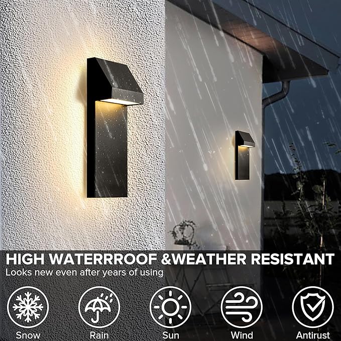 Modern LED Outdoor Wall Sconce Twins Integrated LED Outdoor Wall Mount,Anti Rust Textured Black Suit for Wet | Lumora
