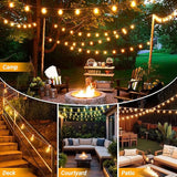 LAMPHOME Outdoor String Lights, 26FT Patio Lights with 12+1 ST38 LED Edison Bulbs (1 Spare), Connectable String | Lumora