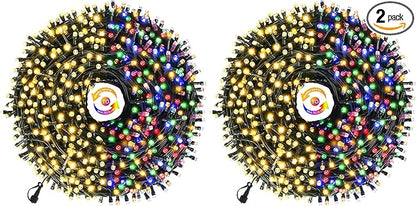 Chuya 300LED Dual Color Changing Christmas Tree Lights,Warm White to Multi Color,End-to-End Plug 9 Modes,105ft Outdoor Indoor String Lights for Christmas Holidays Party Wedding Decoration (Pack of 2)