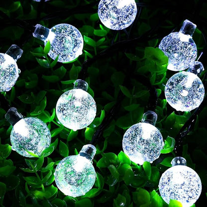 Solar String Lights, Small Crystal Ball Light，Outdoor String Light 60 LED 40ft 8 Lighting Modes Waterproof Solar Powered Patio Solar Light for Garden Yard Porch Wedding Party Decor (Pure White)