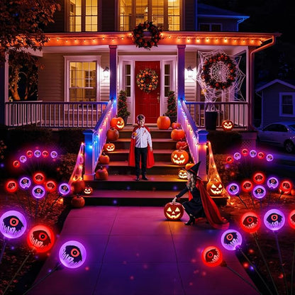 Halloween Decorations Outdoor Solar Lights, 6 Pack 36LEDs Scary Halloween Lights, Waterproof Swaying by Wind Spooky Solar Eyeballs Light for Yard Garden Grave Cemetery Halloween Decor