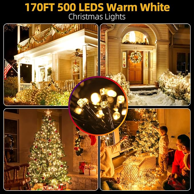 170FT 500 LED Christmas Lights Outdoor Indoor, Waterproof Christmas Tree Lights for Christmas Decorations with | Lumora