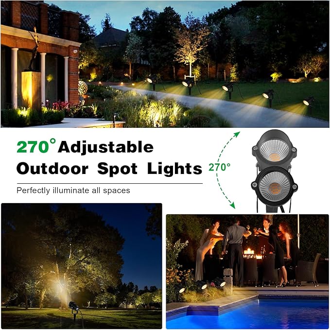 Outdoor Landscape Spotlights, 120V LED Spot Light Waterproof for Garden and Yard Up Lighting, Warm Light Outdoor | Lumora