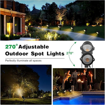 Outdoor Landscape Spotlights, 120V LED Spot Light Waterproof for Garden and Yard Up Lighting, Warm Light Outdoor Spotlight Accent Lighting Fixture with 5.9 FT Plug Cord, 3 Pack