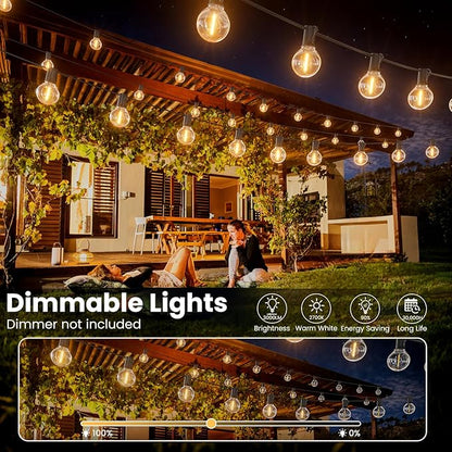 RTTY Dense-Glow Outdoor String Lights 180ft, G40 Led Patio Globe Lights with 93pcs Bulbs,Shatterproof Waterproof Connectable Hanging for Porch Cafe Bistro Backyard Gazebo Balcony Deck Party