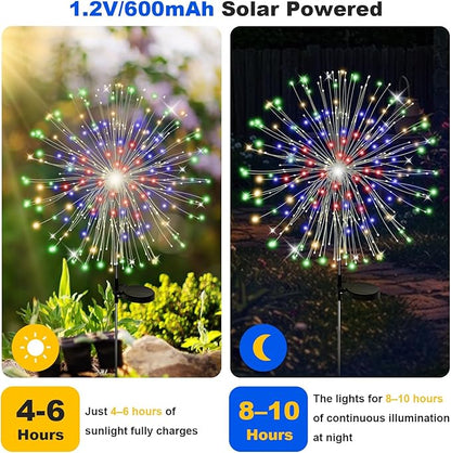 ALSO GO Solar Garden Lights Outdoor Waterproof, 8 Pack 960 LED Solar Firework Lights, Decorative Garden Décor Outside for Flowerbed Pathway Party Christmas Decoration, Multicolor
