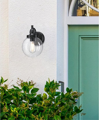 Westinghouse 6121300 Eddystone Traditional One Light Outdoor Wall Fixture, Matte Black Finish, Clear Seeded Glass