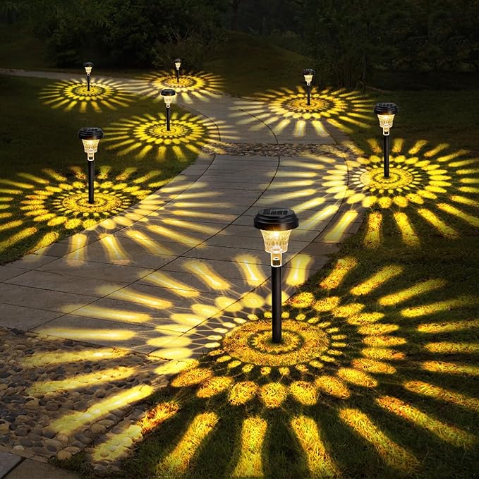 ROOR Ultra Bright Solar Lights 4 Pack, Outdoor Solar Pathway & Garden Lights, Warm White, IP67 Waterproof
