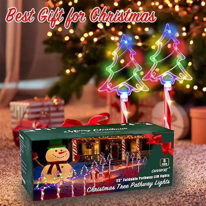 Christmas Pathway Lights Outdoor Decorations, 6/18H Timer 8 Modes, UL588 & IP65 Waterproof - Plug-in 4.5V LED Pathway Light (Not Solar) Pathway Lights Outdoor, Colorful Xmas for Walkway Decor 5 Pack