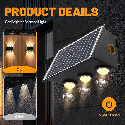 6 Pack Solar Fence Lights Outdoor, 6 LED Warm White (100 Lumens Each) Waterproof Wall Lights for Yard Garden Pathway Patio, Auto On/Off, IP65, Easy Install – No Wire Needed (6 Pack)
