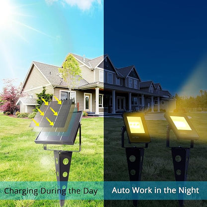 Solar Spotlights Outdoor Waterproof, Zeta 6-in-1 Spot Lights Metal Warm White Auto On/Off Dusk to Dawn Landscape Flag Pole Uplights for Outside House Trees Garden Yard Driveway Pathway Lawn