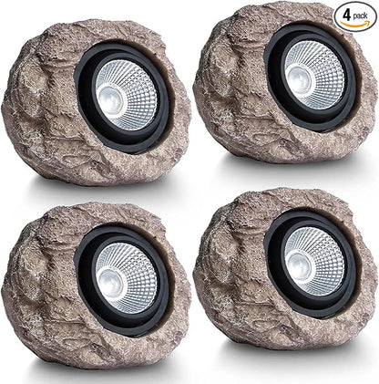4 Pack Solar Garden Lights Outdoor Super Bright Solar Rock Spot ligths Outdoor Led Landscape Lighting for Pathway Lawn Patio Porch Yard Walkway
