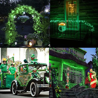 2 Pack Solar Fairy Lights Outdoor,33ft 100LED Solar Powered String Light Waterproof,8 Modes Green Solar Christmas Lights for St. Patrick's Day,Halloween,Patio,Yard,Wedding,Party (Green)