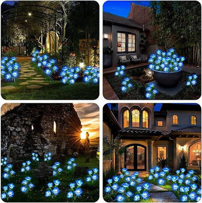 Solar Rose Lights Outdoor, 4 Pack Solar Flower Garden Lights with Remote Control, 8 Modes, Waterproof Solar Powered Garden Decorations for Yard, Pathway, Flowerbed, Patio, Christmas