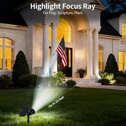 Solar Spot Lights Outdoor Waterproof, 18 LED Solar Powered Landscape Lighting Low Voltage Auto On/Off for Garden, Yard, Tree, Flag, Wall, Pathway, 4 Pack