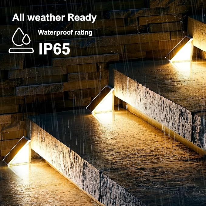 Solar Step Lights Outdoor Stair Light, Deck Lights Outdoor Powered IP65 Waterproof, 2CCT Solar Outdoor Step Light, Decor for Stair, Deck, Step, Sidewalk, Porch and Outside Patio,2CCT,12 Pack