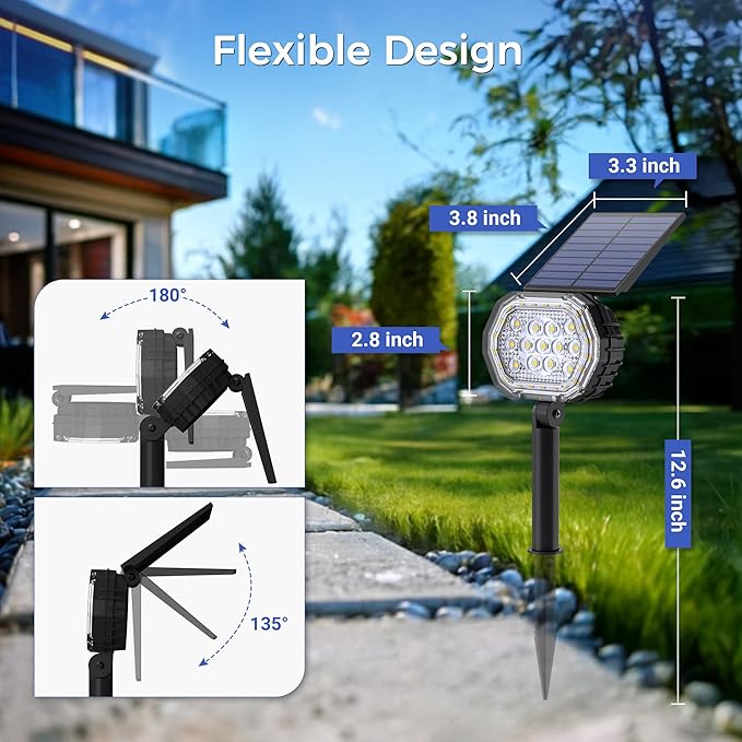 Solar Spot Lights Outdoor Waterproof IP65, 3 Modes Solar Lights Outdoor 35 LED Landscape Lighting, Spot Uplights for Garden Patio Yard Walkway Driveway House Backyard, 4 Pack Neutral White(4000K)