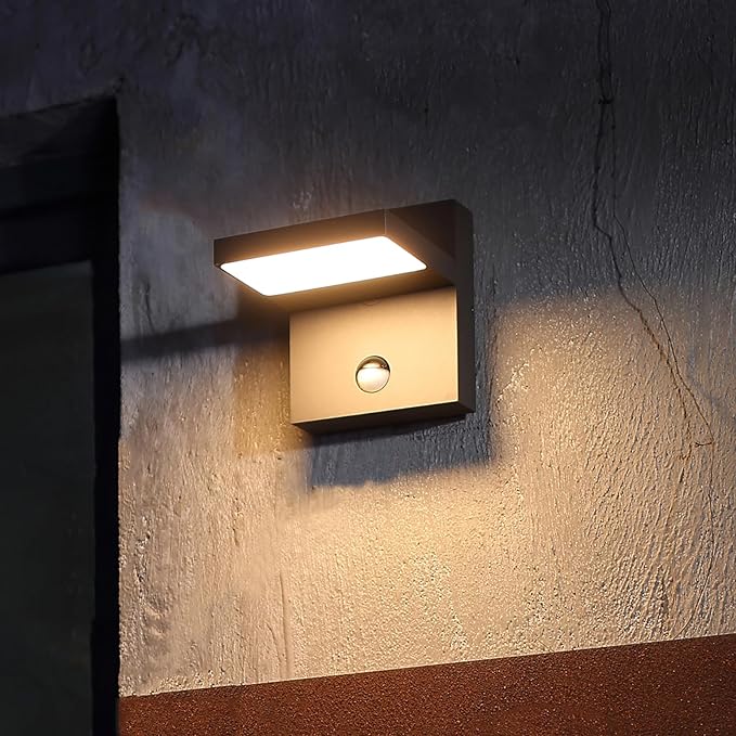 Motion Sensor Outdoor Rotatable Wall Light Exterior LED Lights Fixtures Aluminum Wired Porch Lamps Adjustable | Lumora