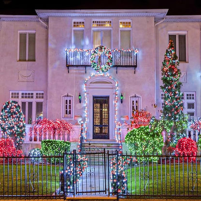 66FT 200 LED Christmas Lights Outdoor, Plug in Christmas String Lights with 8 Modes Waterproof, Connectable Green Wire Twinkle Light for Indoor Patio Garden Xmas Party Decorations, Red and White
