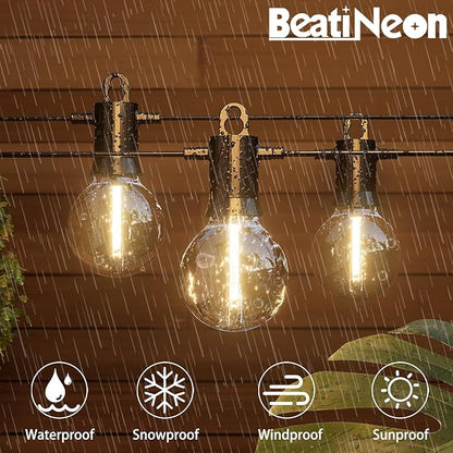 Outdoor String Lights,Led Patio Globe Lights with Plastic Bulbs,Waterproof,Shatterproof,G40 Outdoor String Lights,Connectable Hanging for Backyard, Bistro, Porch, Deck, Balcony,Tent (100FT)