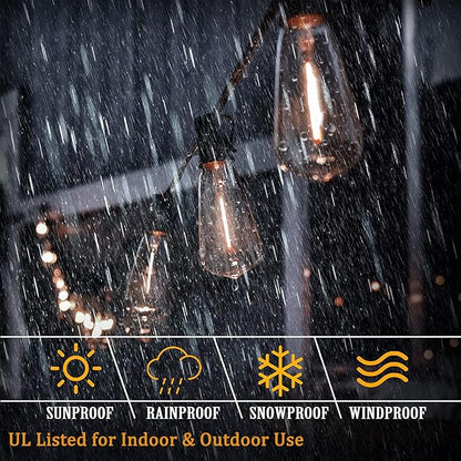 ST40 20Ft LED Outdoor String Lights with 22 Edison Shatterproof Bulbs, C9/E17 Screw Base, Waterproof Commercial Grade Patio Lights UL Listed for Outside Backyard Garden Bistro Porch Decor-Brown