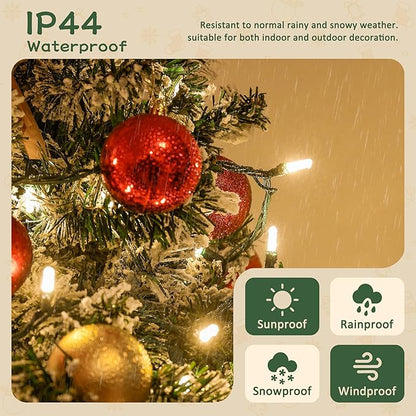 YOUNGAR 50 LED Christmas Lights,18ft Green Wire String Lights Outdoor,Warm White with Waterproof Connectable Light Mini Light Plug in for Indoor Outdoor Tree Patio Garden Xmas Decor
