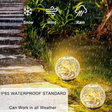 Hbaushun Garden Solar Lights 2 Pack,Outdoor Waterproof 30 LED Cracked Glass Ball Globe Solar Power Ground Lights | Lumora