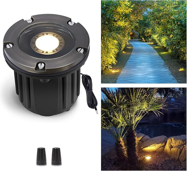 Gardenreet Brass Well Light - 12V LED In-Ground Outdoor Waterproof Landscape Lighting, Ip65 Low Voltage Replaceable | Lumora
