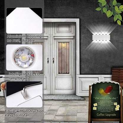 Kawell 10W Waterproof Modern Wall Sconces LED Wall Light Up Down Aluminum Wall Lamp LED Indoor Outdoor for Bedroom Living Room Bathroom Porch Stairs Hotels Garden Pathway, White 6000K