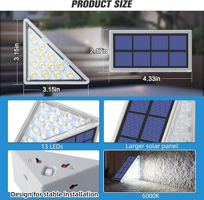 NIORSUN Solar Step Lights,12 Pack Cool White Solar Stair Lights Outdoor Waterproof IP67 Auto On Off,Solar Lights | Lumora