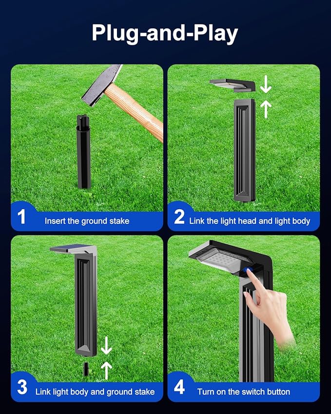 6 Pack Solar Powered Pathway Lights Outdoor Waterproof 30 LED Bright Walkway Landscape Lamp for Outside, Path, Driveway, Sidewalk, Yard, Lawn, Garden, Trail, Modern Design and 2 Modes (Cool White)