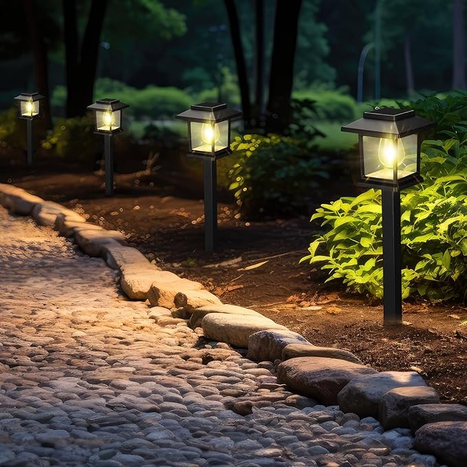 20 Pack Solar Pathway Outdoor Lights Waterproof IP55 House Shape Solar Walkway Garden LED Lights Decoration for Yard Patio Landscape Outside Lawn Driveway